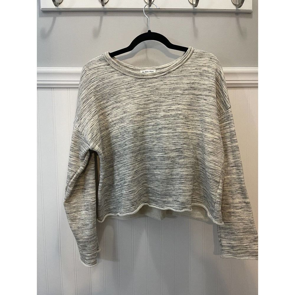 No Less Than Sweatshirt Women's Large Gray Pullover Cropped Soft Athleisure